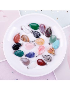 20 Pcs Heart and Waterdrop Stone Pendants Assorted Color Chakra Beads Crystal Charms for Jewelry Making