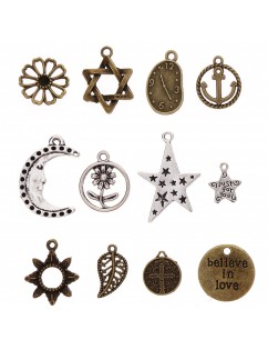 100 Pcs/Set Lots Tibetan Silver Bronze Mixed Styles Charms Pendants DIY Jewelry for Necklace Bracelet Making Accessaries