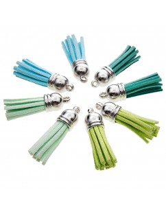 100 Pieces 50 Colors 40 mm Leather Tassel Pendants Faux Suede Tassel with Caps for Key Chain Straps DIY Accessories