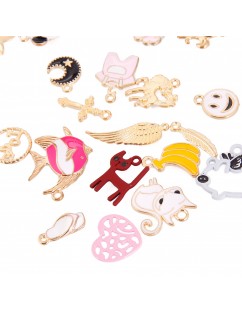 50 Pcs/Set Lots Enamel Mixed Styles Charm Pendants DIY Jewelry for Necklace Bracelet Craft Findings Making