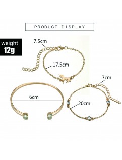 3pcs/set Gold Women Fashion Jewelry Cute Animal Bracelets Set Simple Circle Opening Bracelet