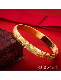 1 Pc Openable Luxury Dubai Gold Bangles Women's Caved Bracelet Fashion Jewelry Gift