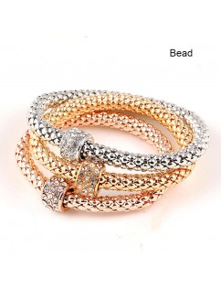 3 Pcs/Set New Crystal Butterfly Heart Lock & Key Shape Pendant Multi-layer Elastic Bracelet Bangle Punk Jewelry