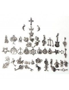100 Pcs/Set Lots Tibetan Silver Mixed Styles Charm Pendants DIY Jewelry for Necklace Bracelet