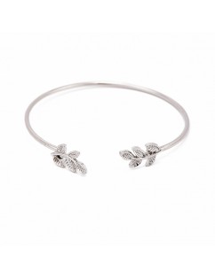 3 Pcs/Set Leaf Crystal Four-leaved Clover Adjustable Open Bangle Bracelets Women's Fashion Jewelry Gift