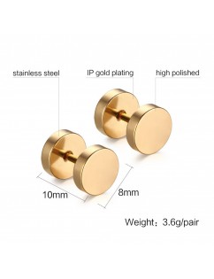 Mens Womens 8MM Stainless Steel Earrings Barbell Ear Stud Piercing Plugs Tunnel Punk Gothic Style Jewelry