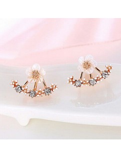 Hot Fashion Women Crystal Rhinestone Gold Silver Flower Ear Stud Earring Jewelry
