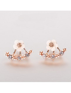 Hot Fashion Women Crystal Rhinestone Gold Silver Flower Ear Stud Earring Jewelry