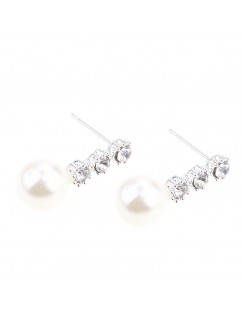 New Fashion 1Pair Women Lady Elegant Pearl Rhinestone Ear Stud Earrings Jewelry
