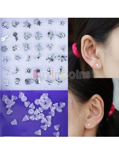 New  Woman Girl One Set of 18 Pairs Lovely Mixed Different Shape Silver Alloy Stud Earrings Hot