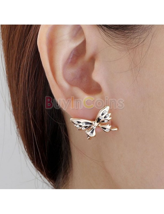 1Pcs New Fashion Crystal Beauty Women Butterfly Cuff Ear Clip Wrap Gift