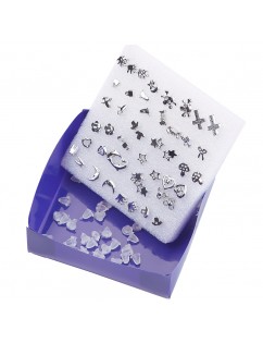 Hot 24 Pairs Wholesale Mix Silver Plated Plastic Ear Stud Earring Set Jewelry