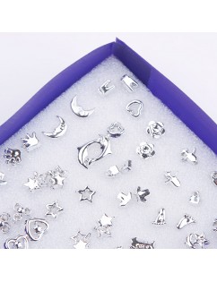 Hot 24 Pairs Wholesale Mix Silver Plated Plastic Ear Stud Earring Set Jewelry