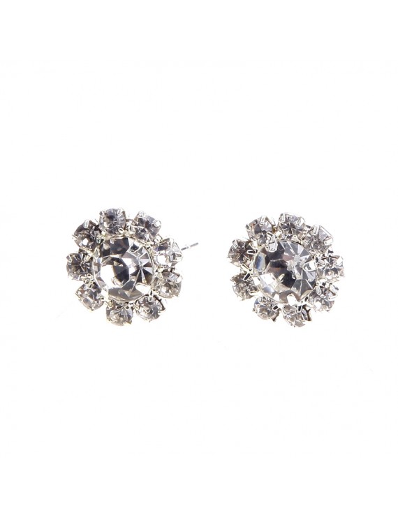 1 Pair New Fashion Women Silver Elegant Crystal Rhinestone Ear Stud Earrings