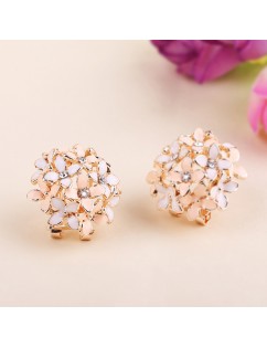 Rhinestone Blooming Ceramic Flowers Clovers Ear Stud Earrings Women Jewelry