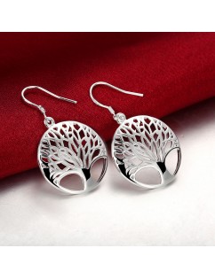 Women 925 Sterling Silver Plated Tree of Life Drop Dangle Earrings Jewelry Gift