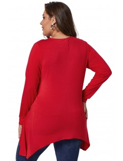 Red Plus Size Cutout Swing Tunic Top