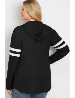 Black Plus Size Long Sleeve Pullover Hoodie