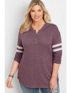 Purple Plus Size Long Sleeve Pullover Hoodie