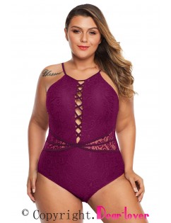 Purple Plus Shamilar High-Neck One Piece Swimsuit